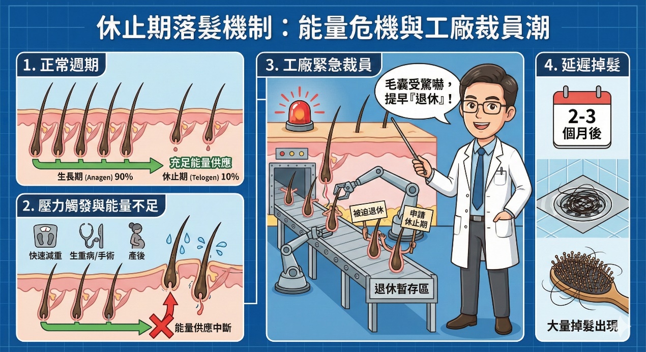 休止期落髮示意圖